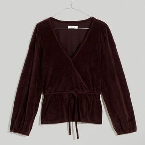 Madewell Corduroy Tie-Front Faux-Wrap Top